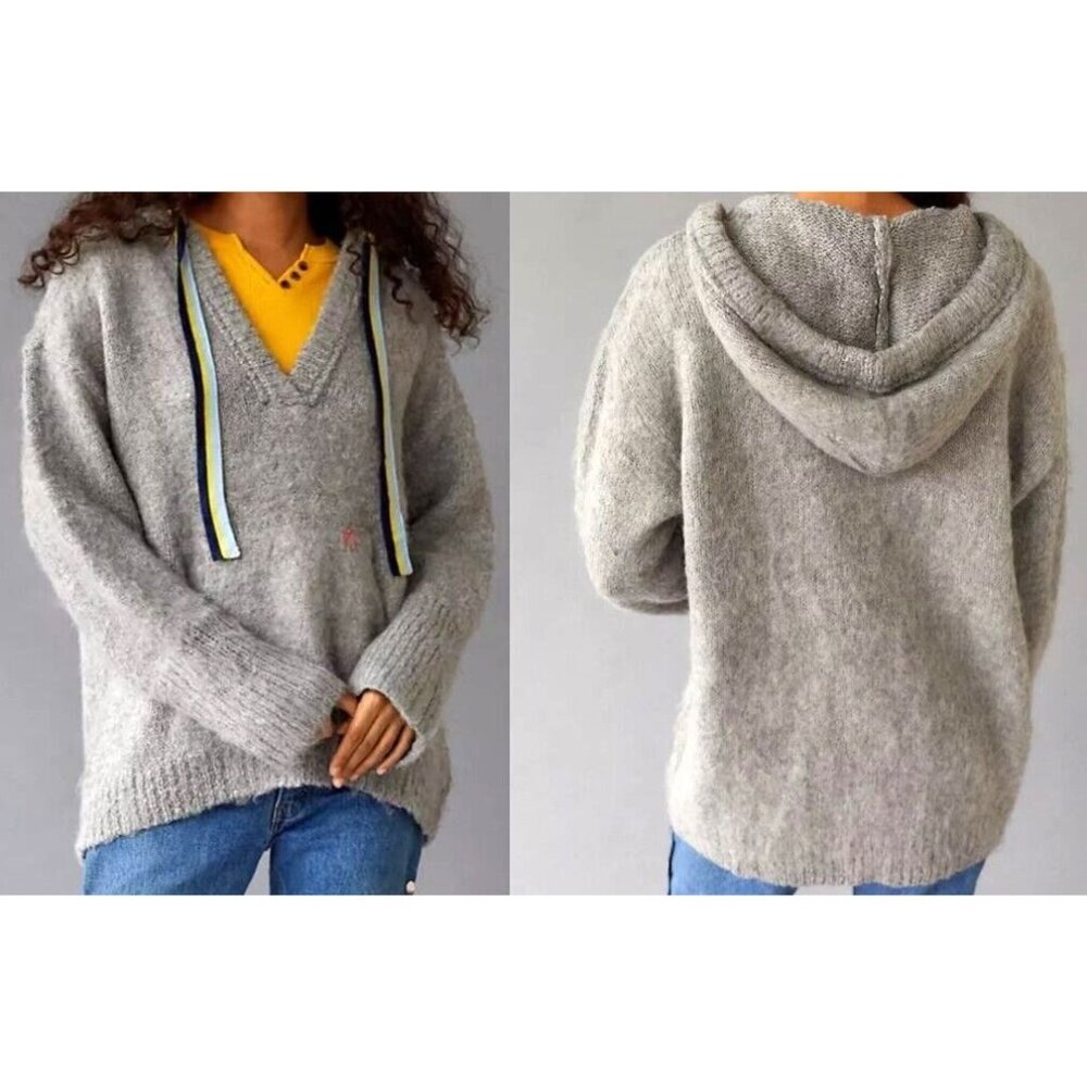 Urban Outfitters BDG Brady Brushed Knit Hoodie LS Sweatshirt Sz S Gray NWT $98